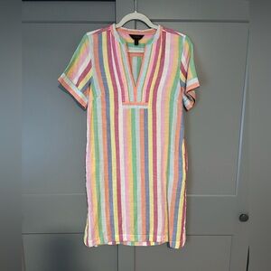 J. Crew Rainbow Striped Shift Dress